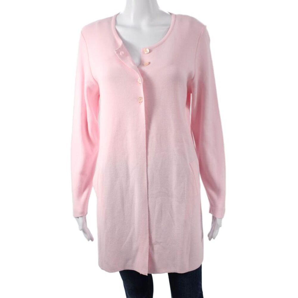 Jennifer T Unisex Adults Pink Cardigan Button Up Long Sleeve Size M